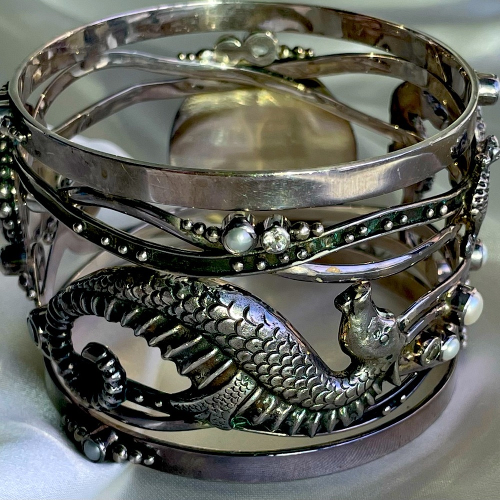 Echo of the Dreamer Sterling Silver and Pearl Cuff Bracelet